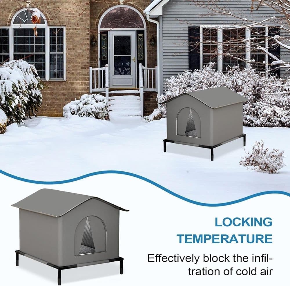 1 Pack Waterproof Insulated Outdoor Cat House for Homeless Cats and Small Animals, 36 x 36cm, Gray — image 6