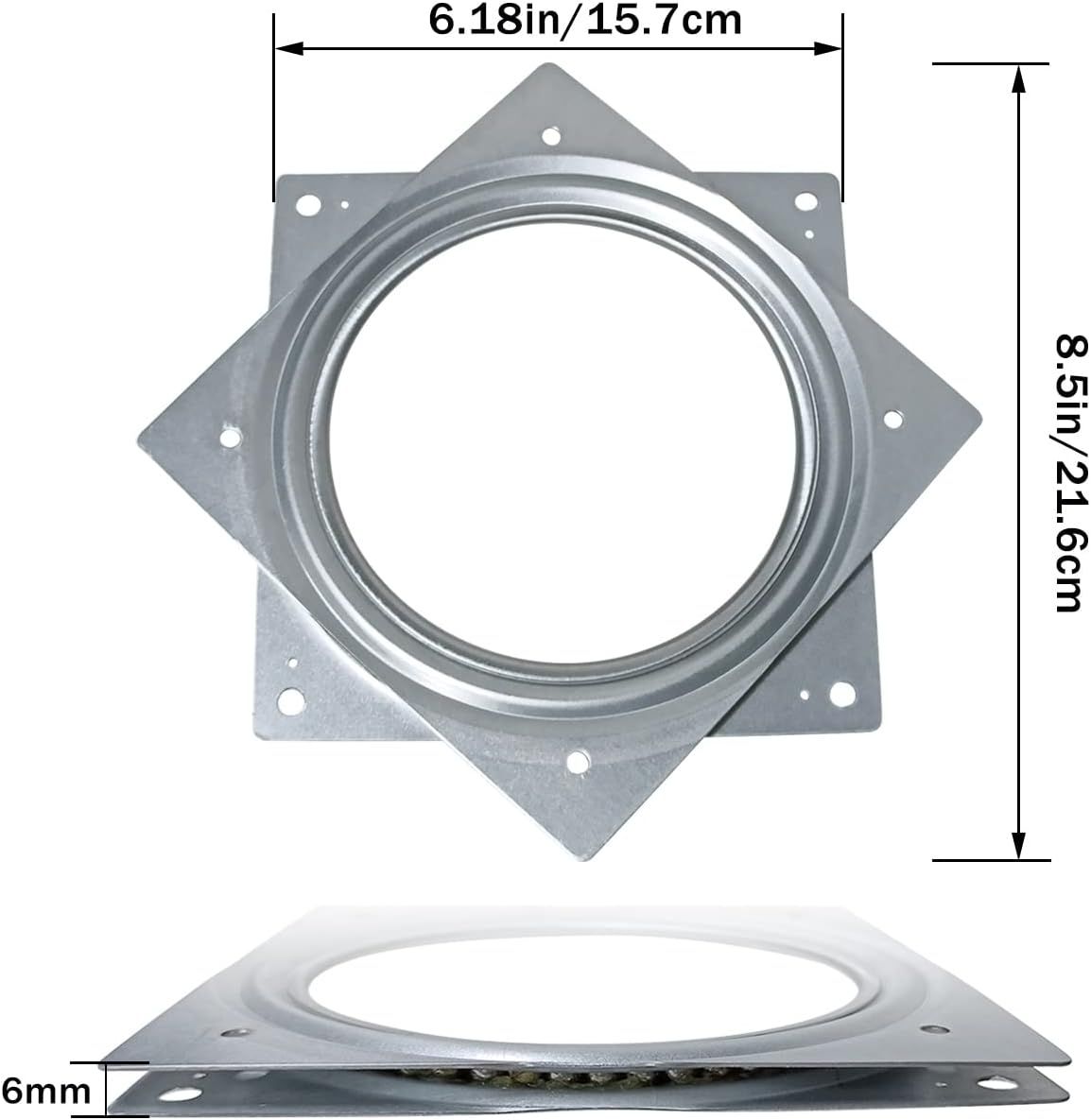 Square Lazy Susan Turntable Bearing Plate, Rotating Hardware for Serving Trays, Swivel Tables, Storage Racks and DIY Furniture, 15.2 cm โ image 2