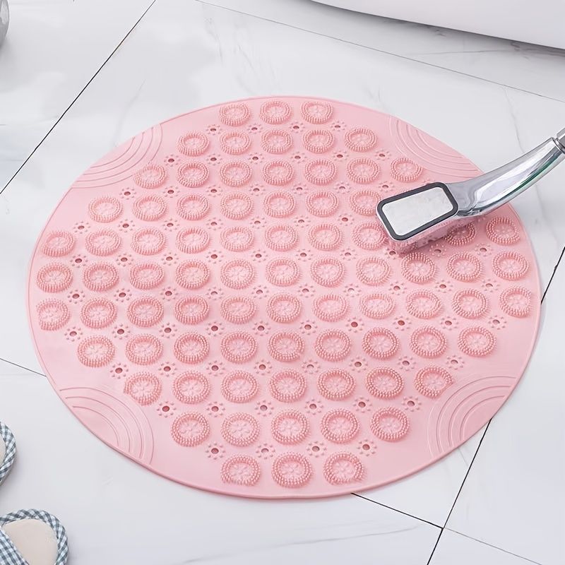 [Anti-slip Bath Mat] Anti-slip Round Bath Mat | Massage Foot Pad Toilet Bath Mat 55cm/21.65in Blue — image 5