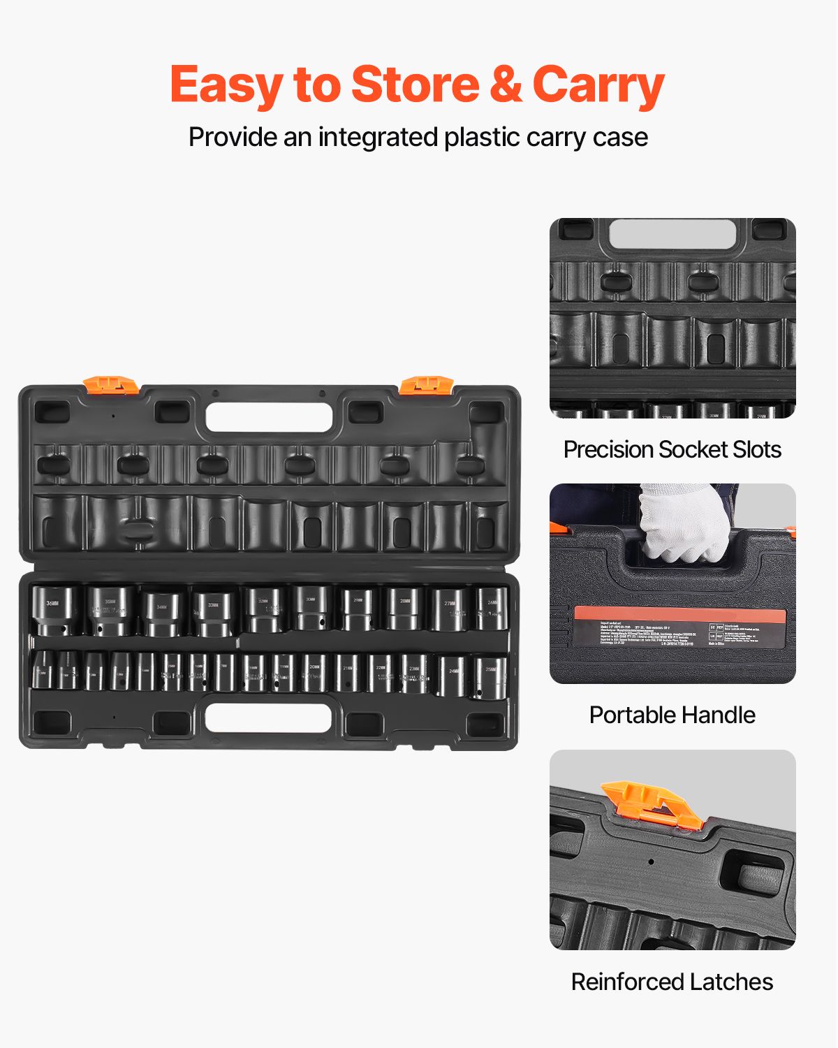 Impact Sockets Set 1/2 Inch Drive 26PCS Standard Length Impact Set 6-Point — image 6