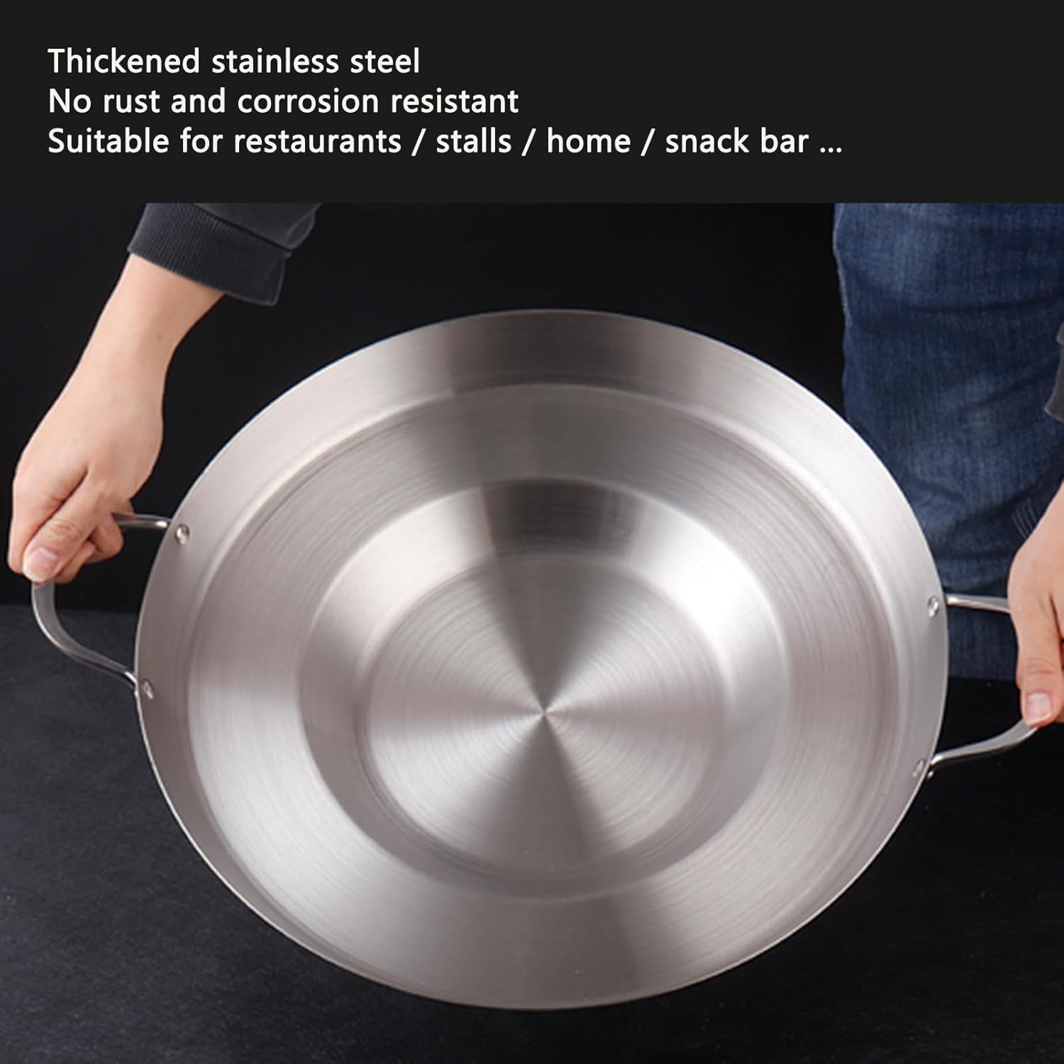 38cm Multifunctional Grill Pan with Double Handles - Silver - Suitable for Induction Gas and Barbecue - Camping Cooking Pan โ image 5