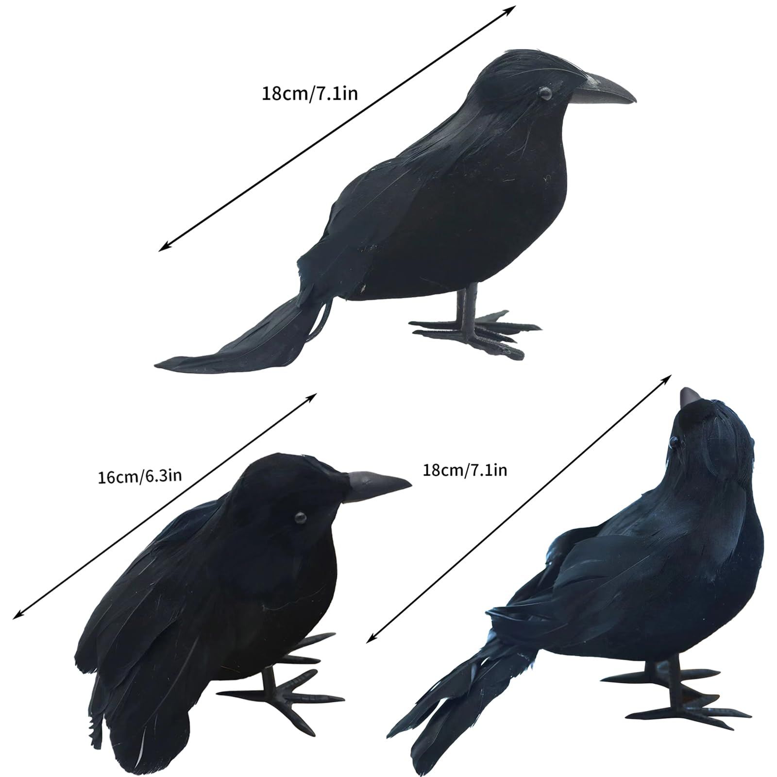 3PCS Fake Black Crow Halloween Decorations, Artificial Ravens Halloween Decor, Simulation Crow Decor for The Home Crafts — image 2