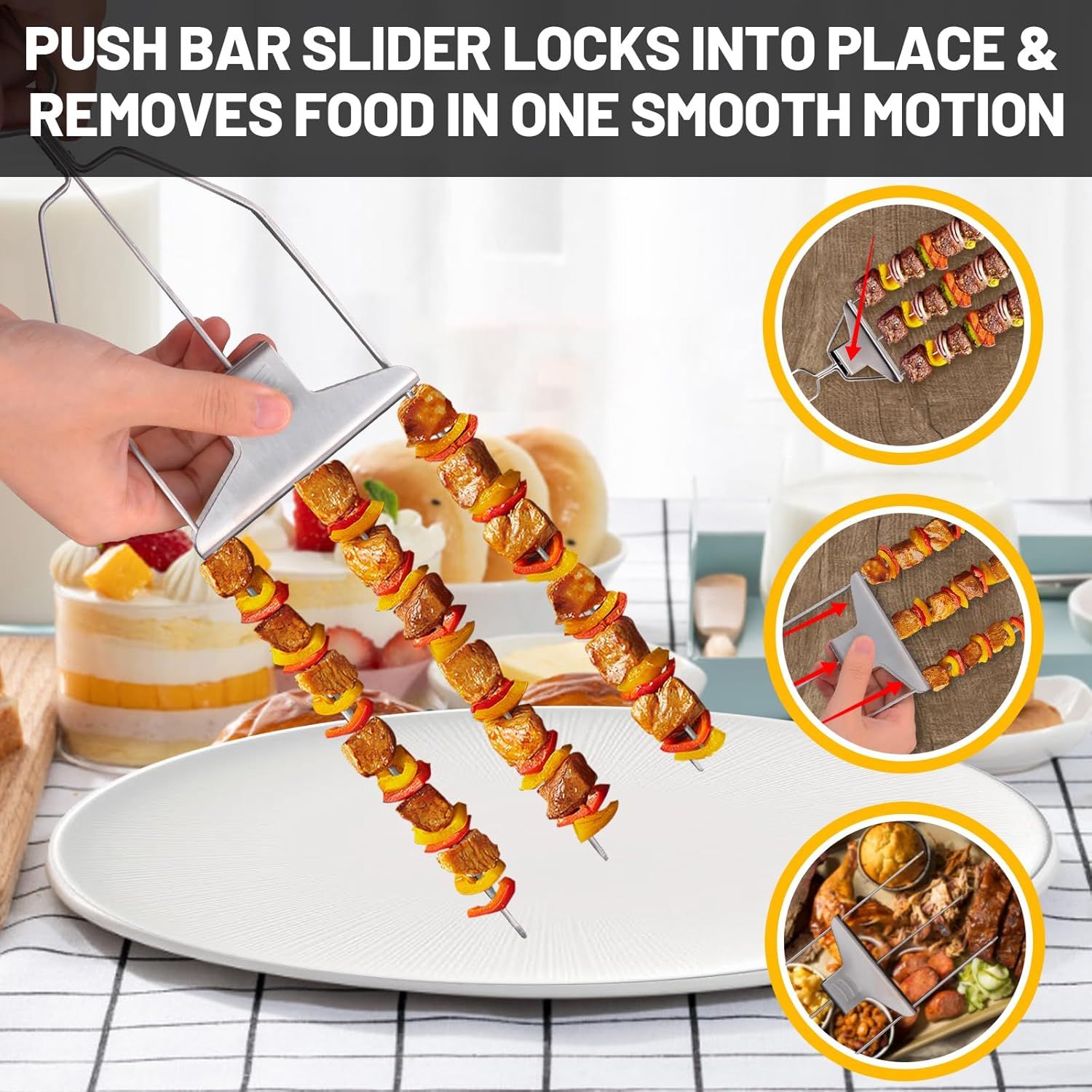 3-Prong Stainless Steel Skewers for BBQ — image 3