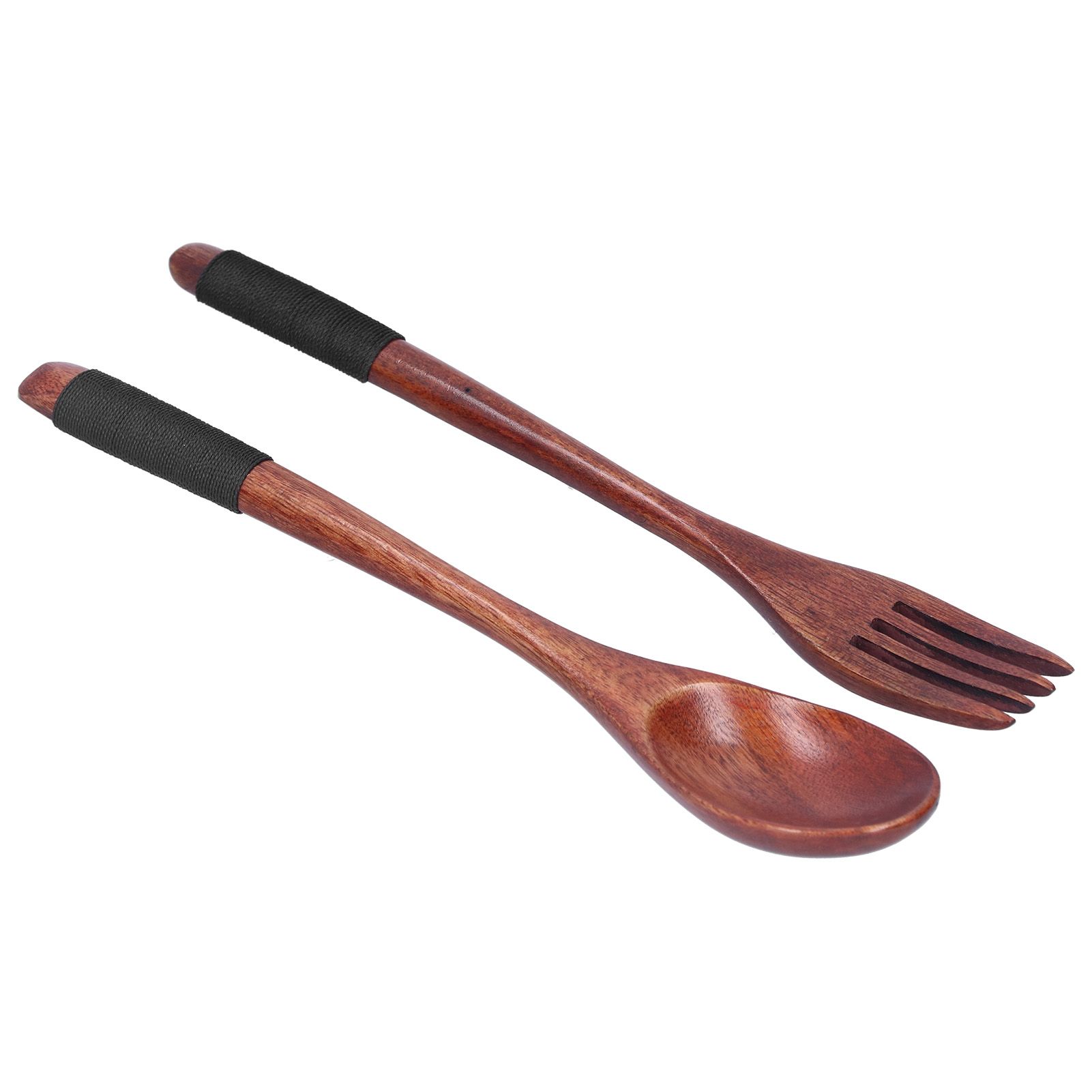 Japanese Style Cutlery Set Wooden Spoon Fork Soup Teaspoon Kitchen Cooking Utensil Tools โ image 6