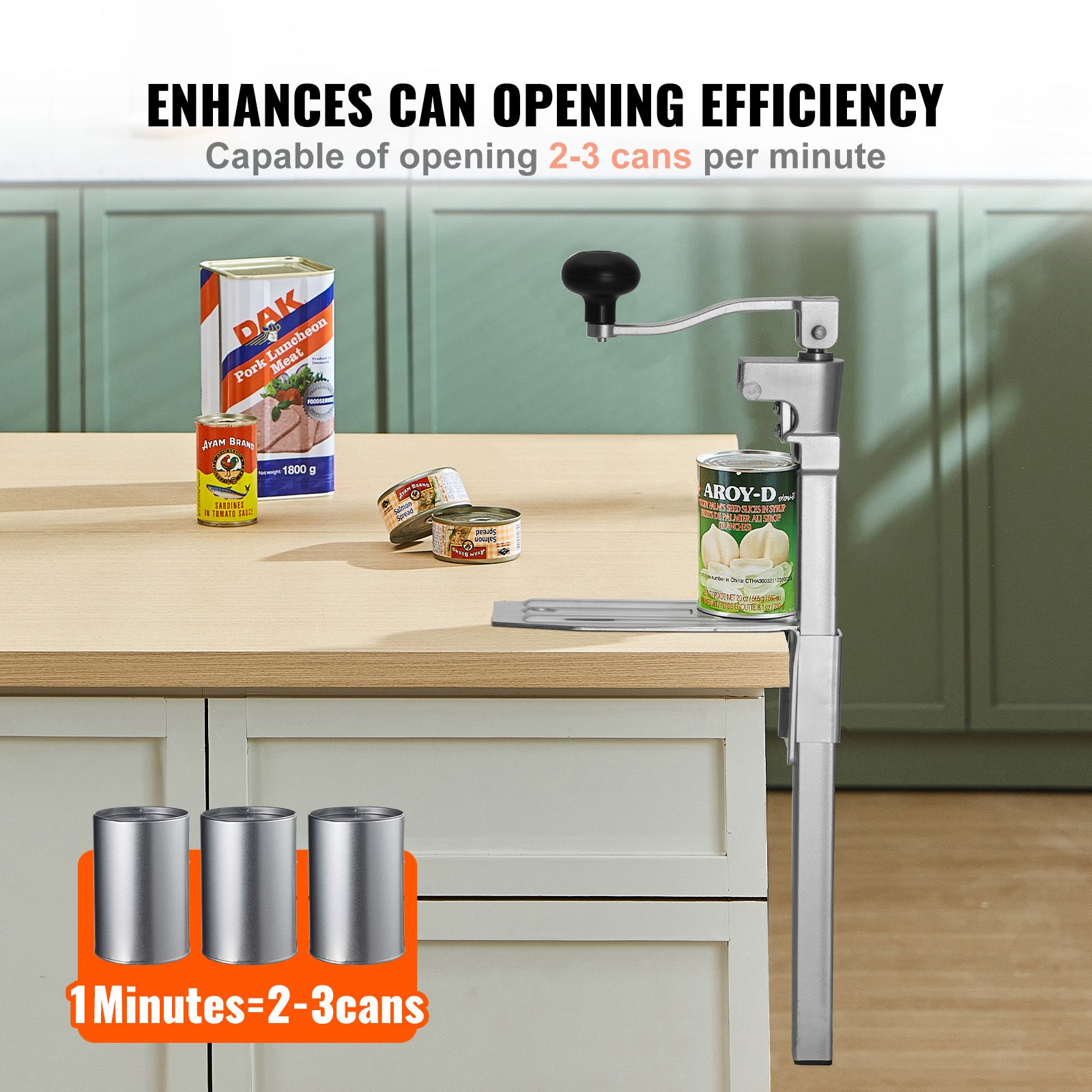 Commercial Can Opener, Heavy-Duty Manual Tabletop Cans Opener for Cans Up to 300 mm Height, Height-Adjustable Professional Can Openers Fixed with Screws, for — image 2