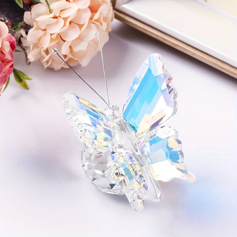 Colorful butterflies**"Crystal Wing Radiance" | 5.5cm Gradient Crystal Butterfly Sculpture — Poetry Captured in a Moment, an Eternal Gift Illuminating Space
