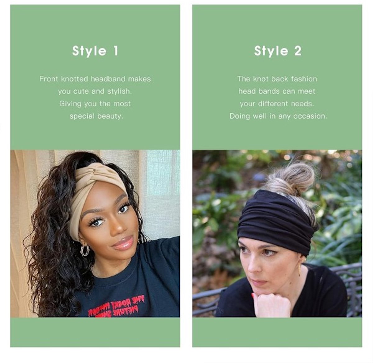 Wide Headbands for Women - Bohemian Style - 6-Pack - Oversized Turban Headbands - Scrunchies - Casual Wear - Sportswear - Cosmetics - Yoga Accessories — image 3