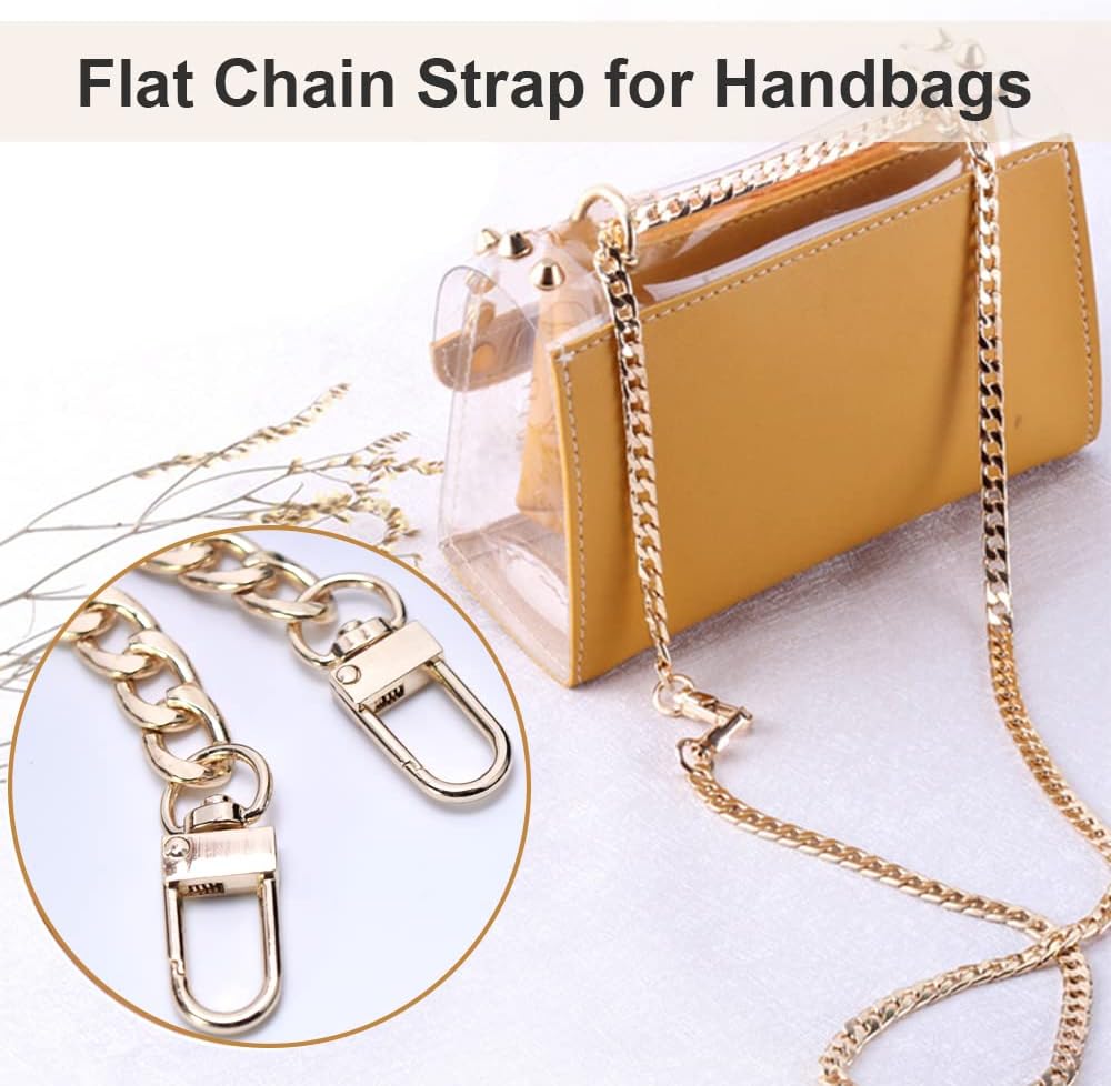 CooBigo 47" Purse Chain Strap Metal Shoulder Crossbody Bag Chain with Metal Buckles, Flat Chain Strap for Purse Handbag โ image 3
