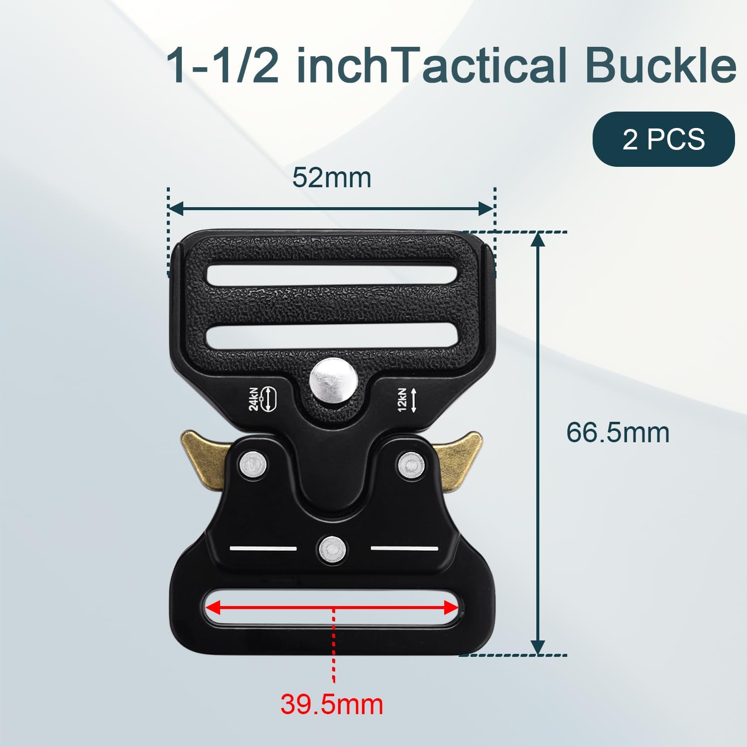 CooBigo 2 Pack Tactical Belt Buckles, 1-1/2" Heavy Duty Metal Tactical Buckle Clips for Dog Collar Hardware, Harness, Backpack, Luggage Strap Release Clasp โ image 2