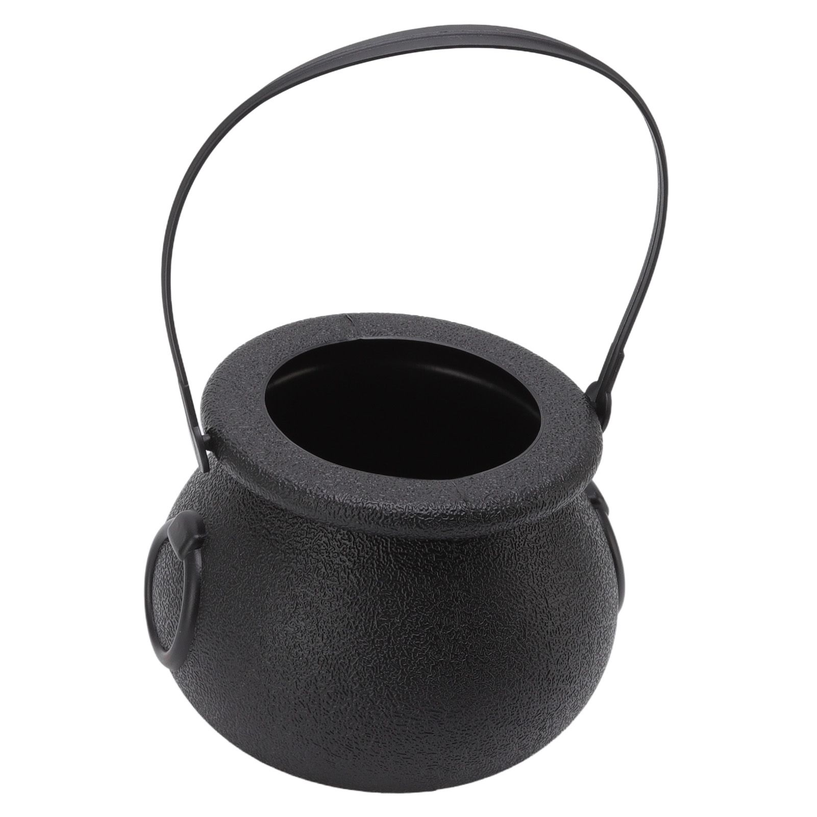 Candy Bucket Plastic Black Portable Cauldron Kettle Halloween Party Decoration with Handle for Kids — image 2