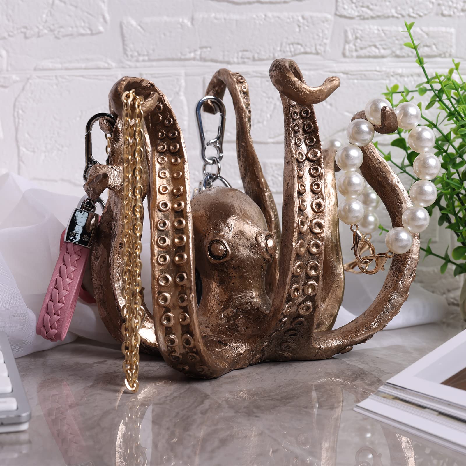 Multi-Functional Octopus Sculpture – Decorative Resin Cup Holder & Jewelry Organizer, Unique Home Accent for Living Room, Office, or Desk (Bronze) — image 4