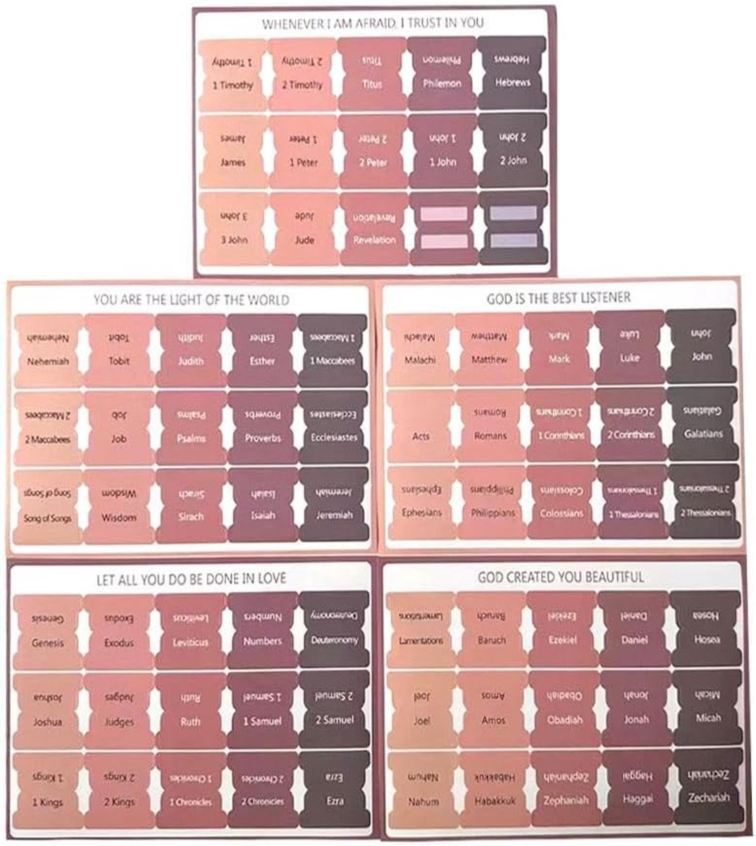 Bible Tab Stickers Self-Adhesive - Tabs Paper - Accessories - Bible Study - English Version - Easy to Read and Use Bible Journaling - Pink-Gray - 75 Laminated