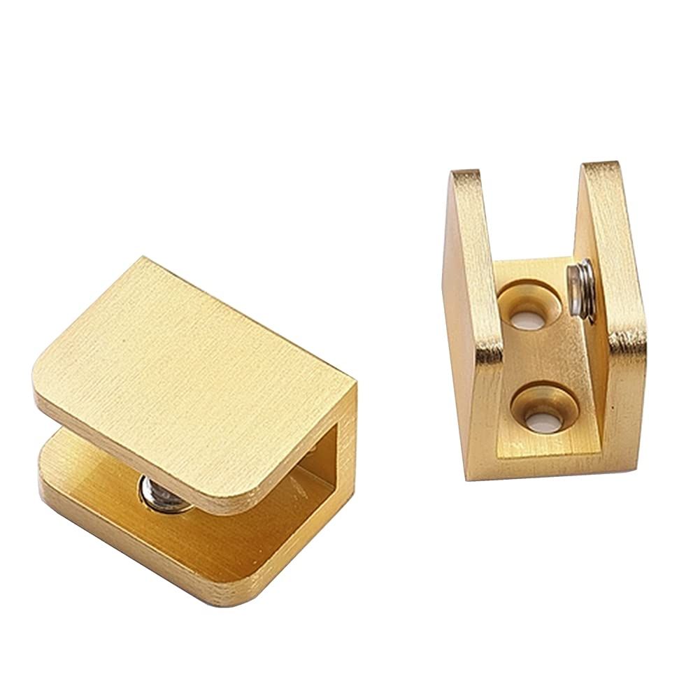 Pack of 4 Brass Glass Clamp, No-drill-on-glass Glass Holder Bracket Clip Support for 10-12mm Glass (Gold, 4) โ image 5