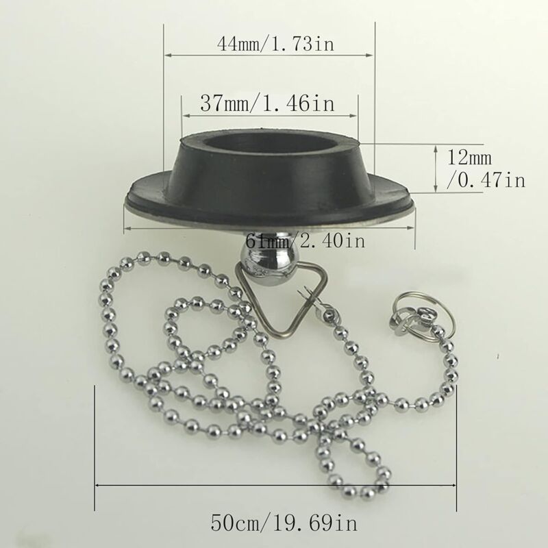 Sink Plug With Chain Rustproof Bathtub Stopper Drain Plug With Rubber Ring Bathtub Drain Cover Plug For Sink Bathtub โ image 3