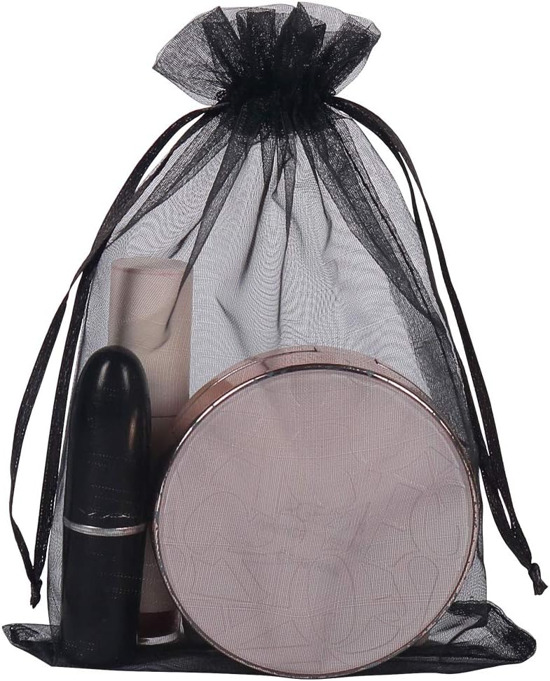YQL Black Organza Bags,100PCS 5x7 Inch Gift Favor Bags Mesh Fruit Protection Bags Jewelry Pouches Sachet Bags Wedding Party โ image 3