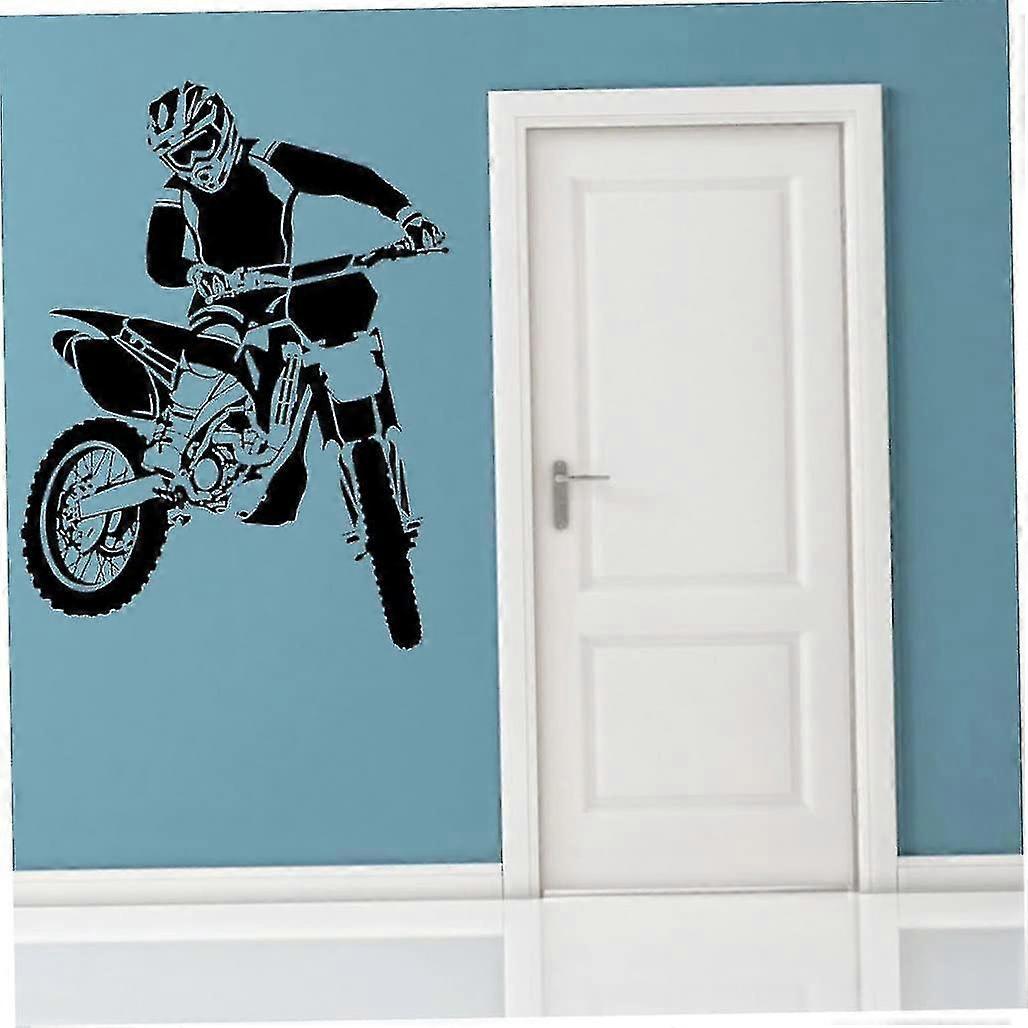 Motorbike Wall Stickers Self Adhesive Pvc Dirt Bike Wall Decal Bedroom Decor Black 58x68cm Dirt Bike Wall Sticker (black) — image 4