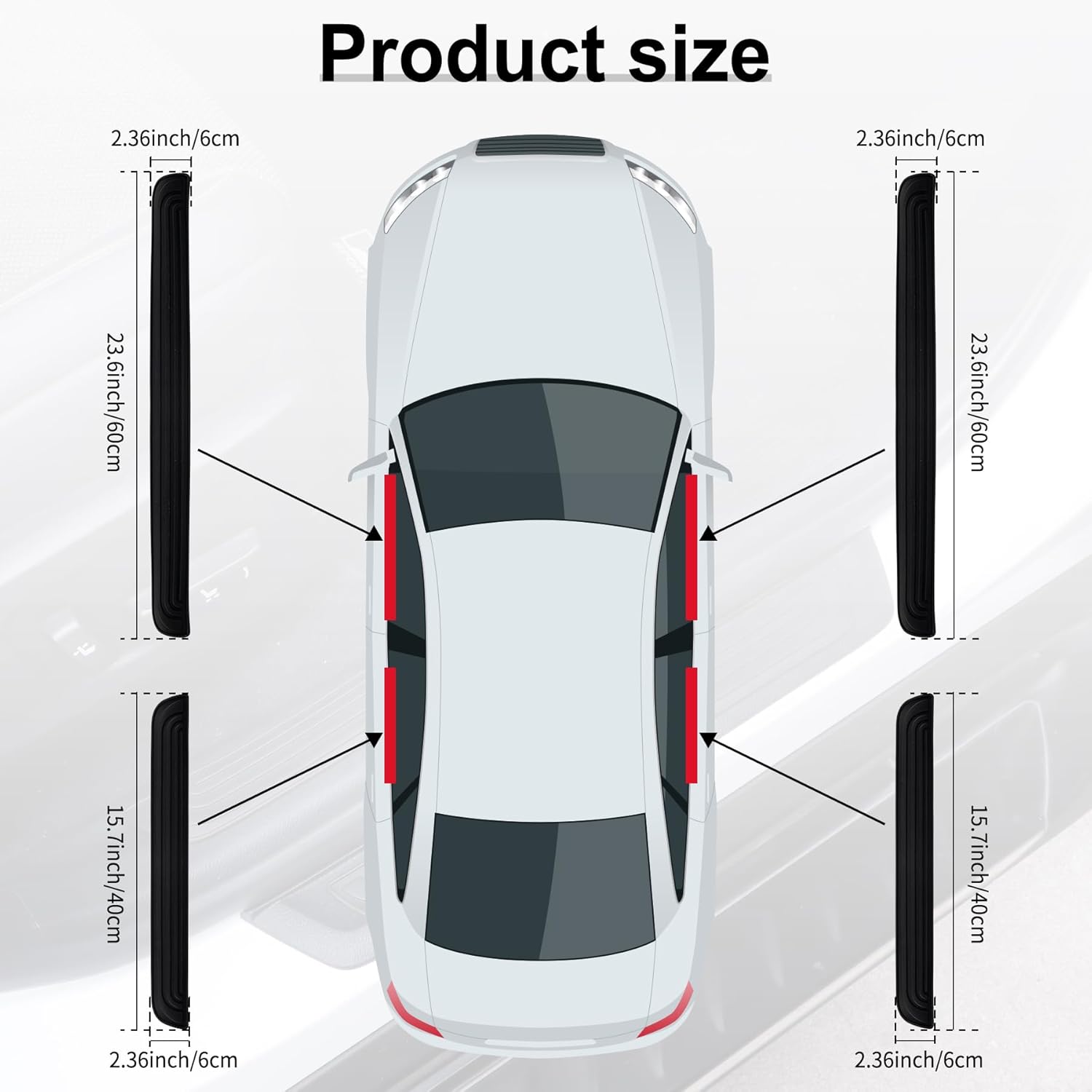 Car Door Threshold Protection, 4PCS Edge Step Dust Shield Cover, Width 23.6x2.36inch Car/SUV Universal Rubber Scratch Resistant Exterior Accessories (Black) โ image 2