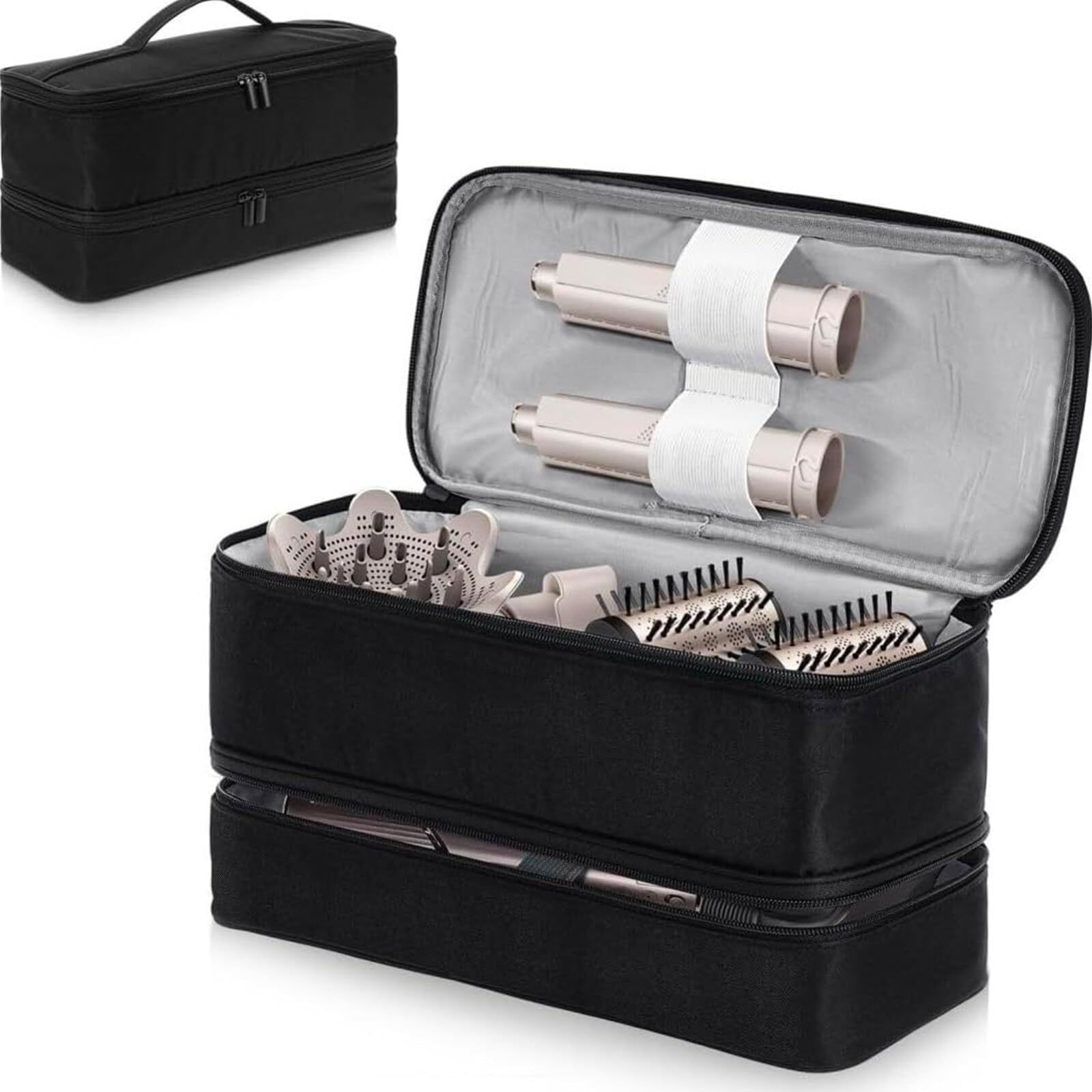 Double Layer Storage Case For, Travel Carrying Case For 430/440, Organizer Bag For /Styler Attachments (Black)