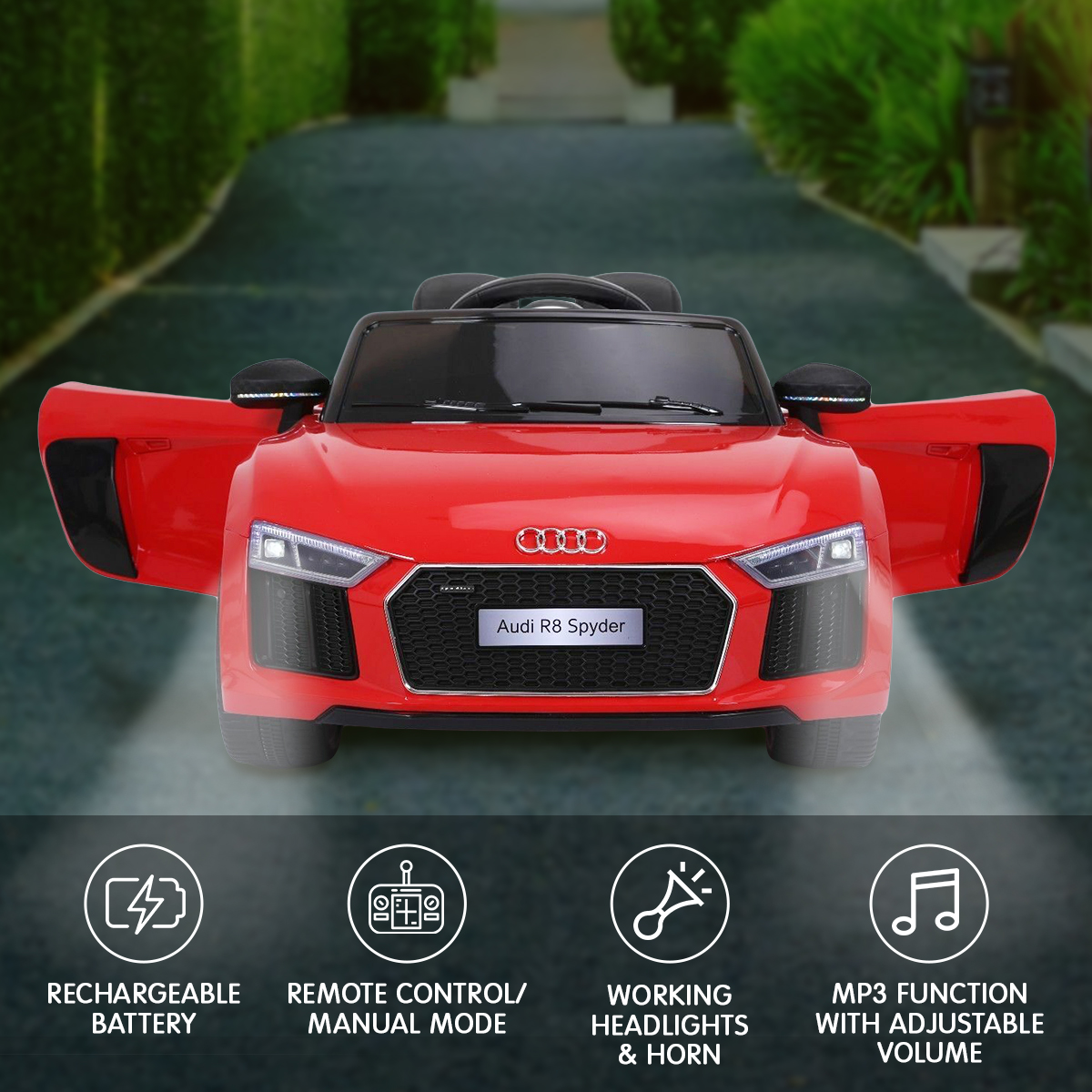 Kahuna R8 Spyder Audi Licensed Kids Electric Ride On Car Remote Control - Red — image 4