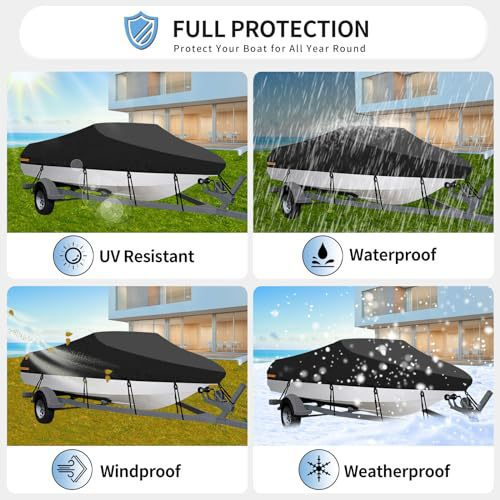 17-19FT:600cm*310cm Boat Cover Trailerable Marine Grade 210D grey — image 3