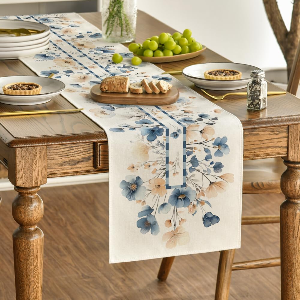 Bloom Flowers Floral Weeds Spring Table Runner, Seasonal Summer Kitchen Dining Table Decoration for Home Party Decor 13 × 72 Inch — image 2
