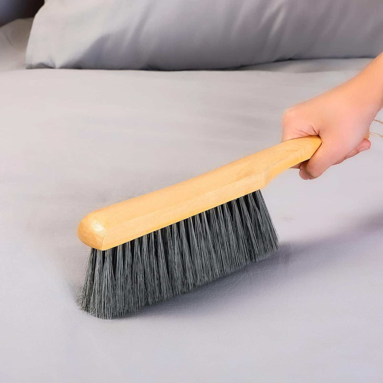 2 Pieces Wooden Bench Brushes Fireplace Brush Natural Fiber Bench Soft Bristles Long Wood Handle Dust for Hearth Tidy Car Home Workshop Woodworking(Gray) โ image 6