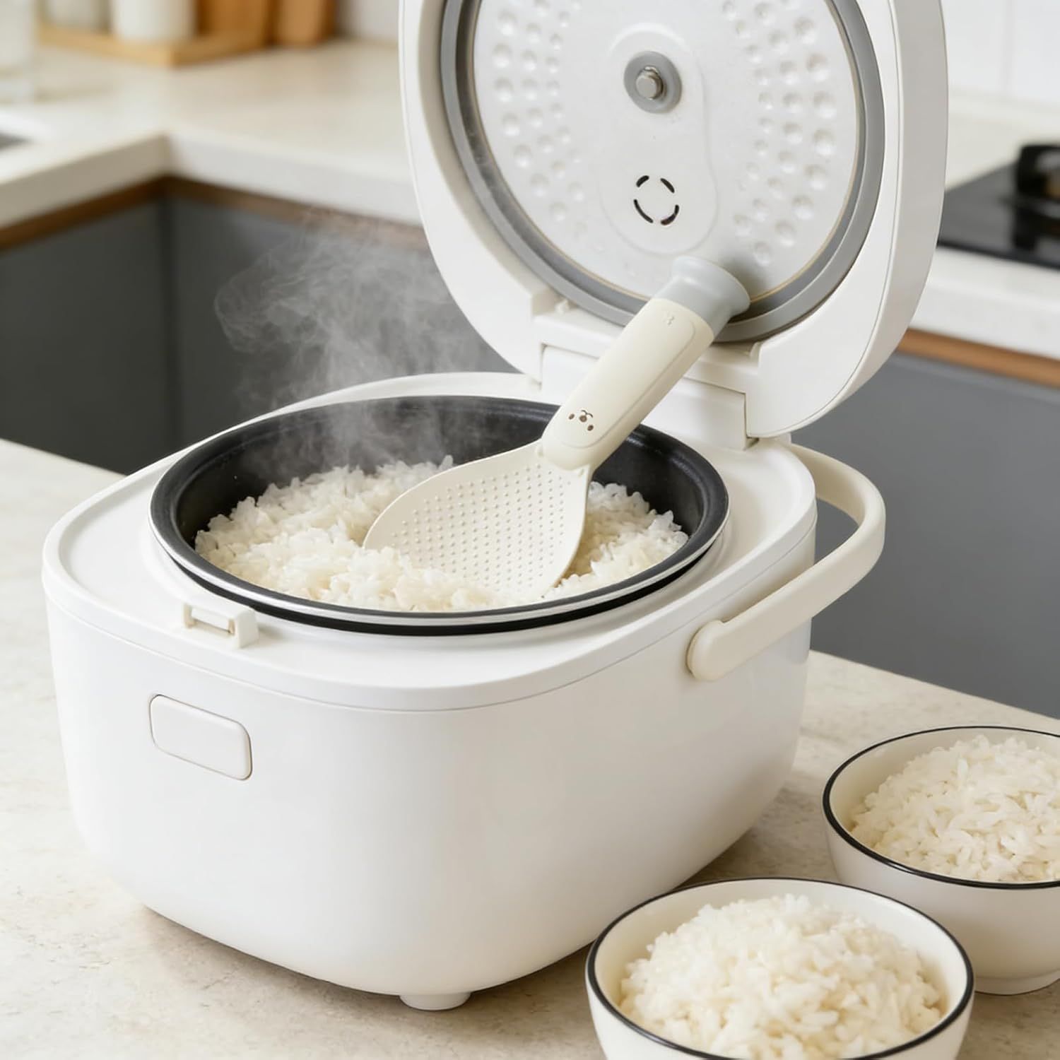 2PCS Plastic Rice Spoon, Non Stick Standing Rice Paddle, Heat Resistant Scooper for Kitchen, Cooker, Home, Restaurant — image 2