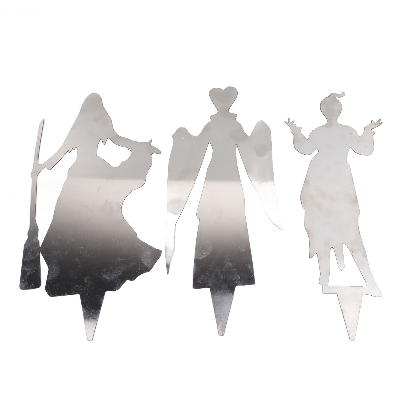 3Pcs Halloween Silhouette Yard Signs Iron Metal Witch Halloween Decorations Outdoor for Party Festivals Home