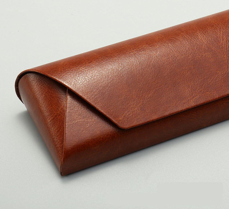 2 Pcs ( 1 Brown + 1 Black ) Vintage Style PU Leather Eyewear Case - Protective Hard Shell with Soft Lining — image 5