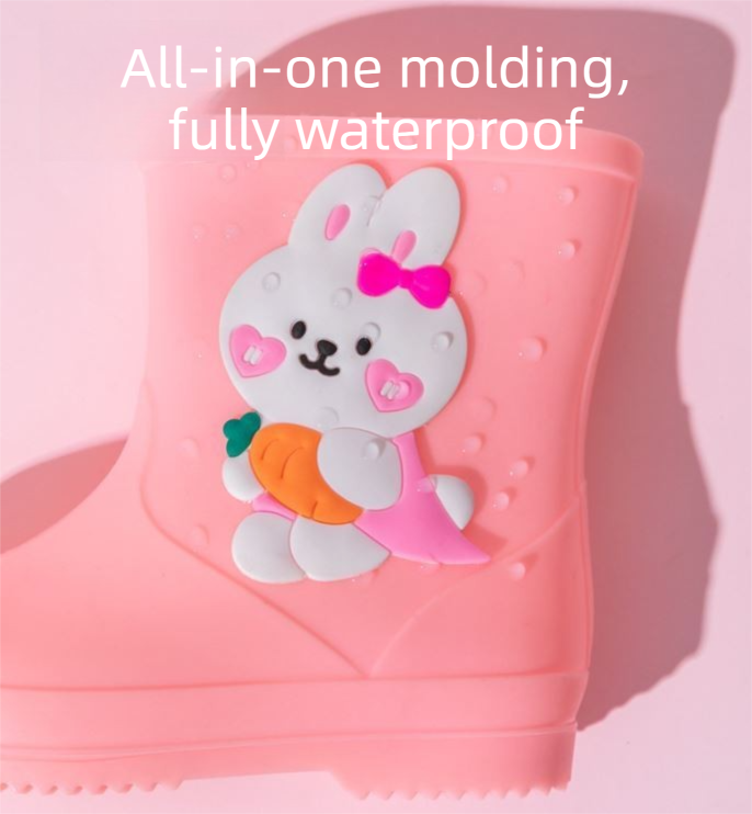 Cute Yellow Duck Kids Rain Boots with Removable Warm Cotton Liner - Waterproof Anti-Slip Toddler Wellies for Foot Length 14CM โ image 3