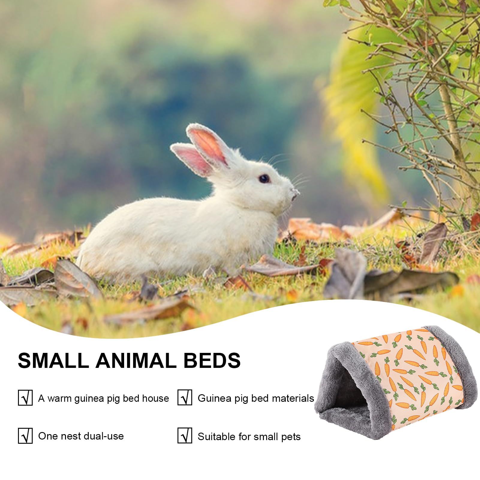 Guinea Pig Bed, Small Hamster House Plush Hamster Hideout, Warm Nest Cave Bed for Pet Guinea Pigs, Rats, Chinchillas — image 2