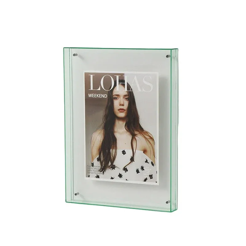 Acrylic Photo Frame Double-Sided Clear Display with Screw Mount โ 16x21cm - Green
