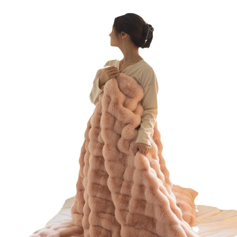 Velvet Blanket Polyester 180x200cm Creamy White Meters camel 100*180cm — image 5