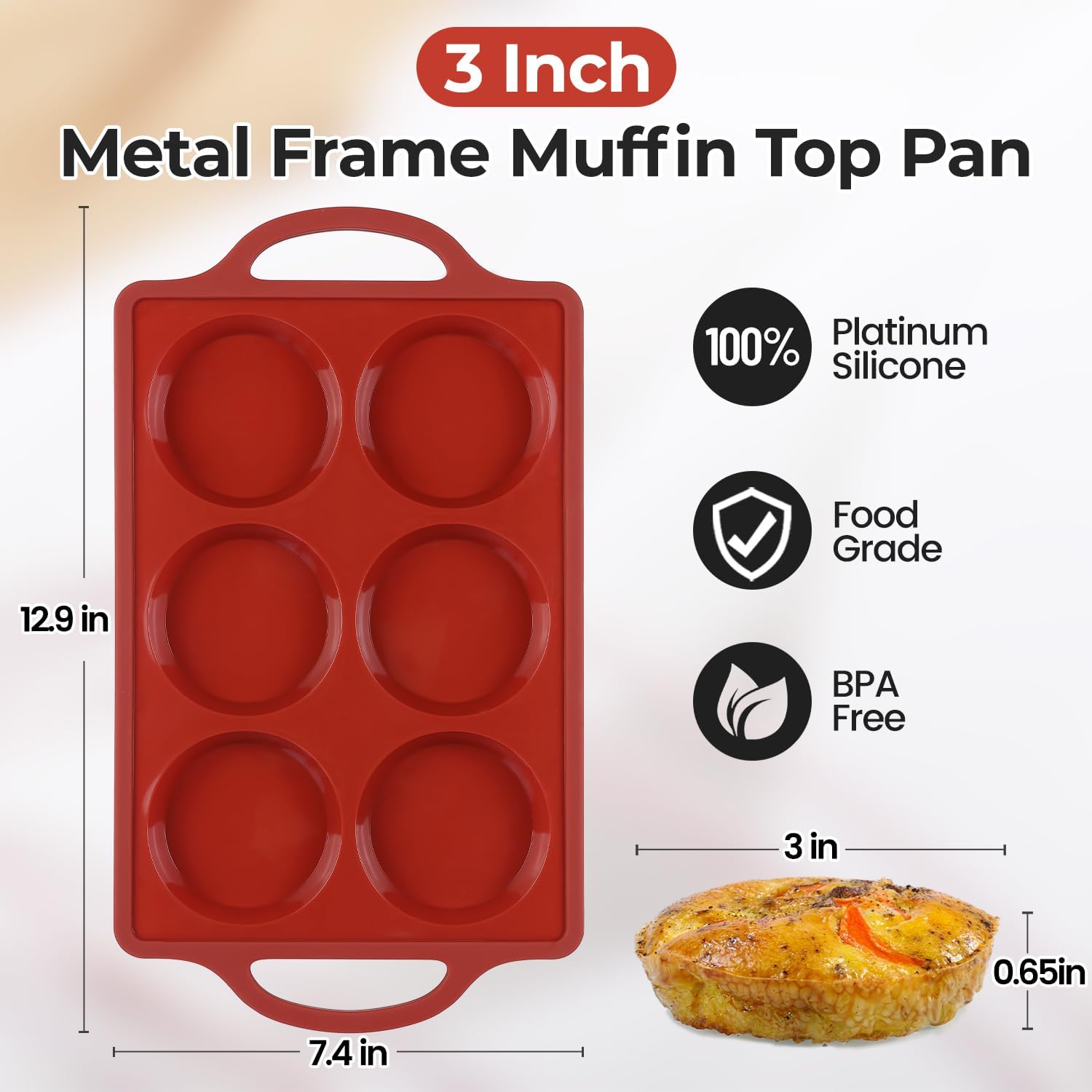 Silicone Muffin Top Pan & Metal Frame Round Egg Baking Pan β image 2