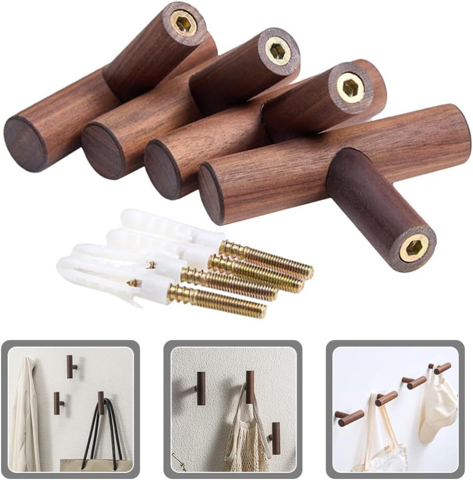 4 Piece Solid Wood Wall Clothes Rack No Drill โ image 3