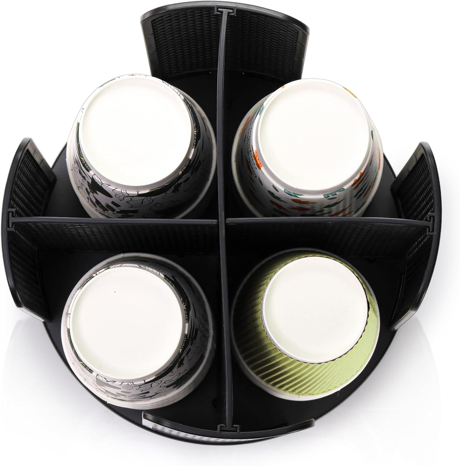 2 Pack Coffee Cup Dispenser, Rotatable 4 Compartment and Lid Holder, Plastic Paper Storage Organizer for Office Restaurant Breakroom Station Bar Buffet Kitchen โ image 4