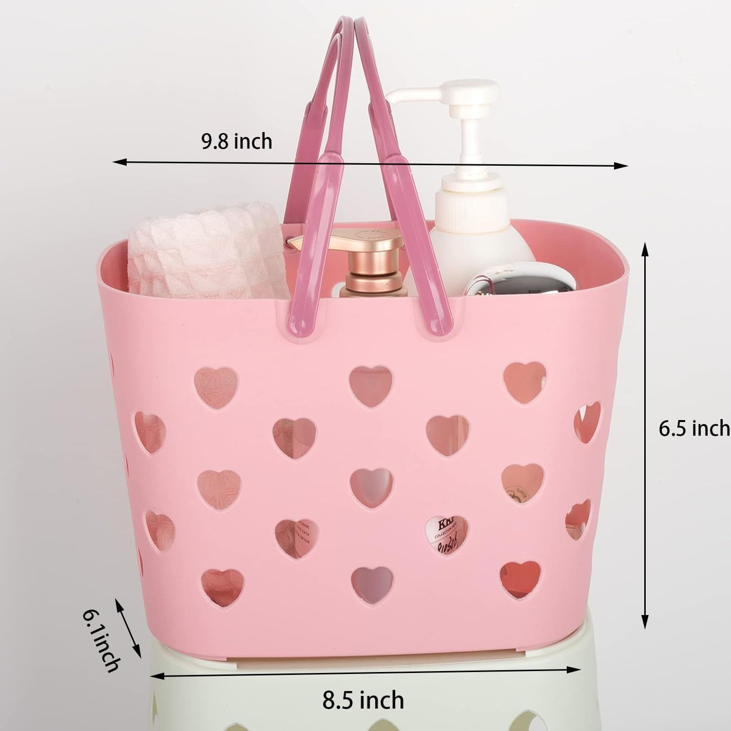 Portable Shower Caddy Tote Plastic Storage Basket with Handle Box Organizer Bin for Bathroom, Pantry, Kitchen, College Dorm, Garage - Pink — image 2