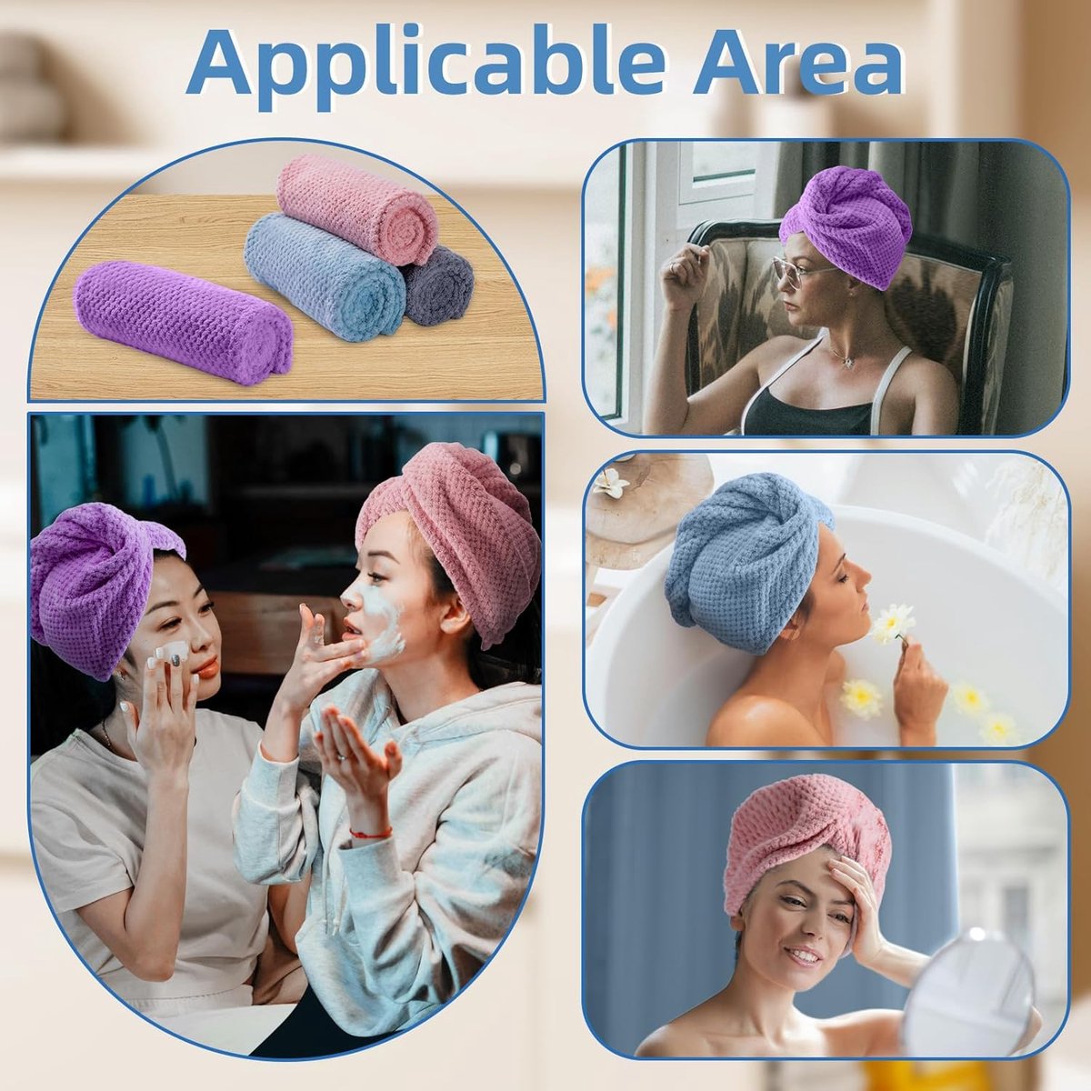 Towels - 4 pcs - Wet Hair Towel - Dry Hair Towel - Long Hair Headband - Women's Towels - Bathroom Amenities โ image 4