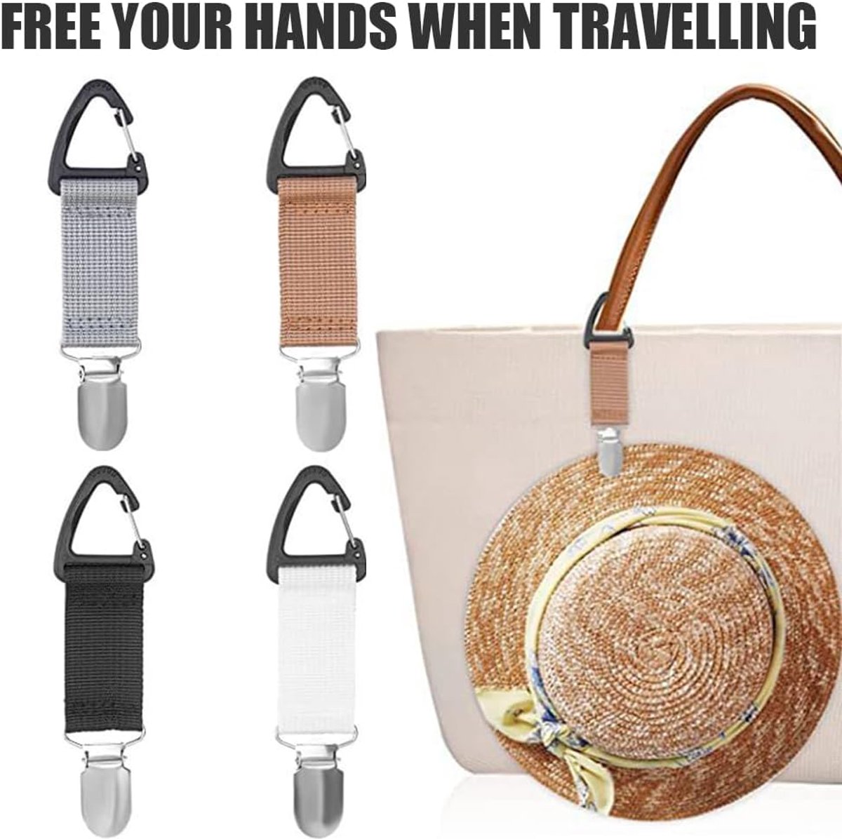 4 Travel Hat Clips - Dust Clips - Hands-Free Hat Holder - Outdoor Bag Accessories - Elastic Hat Clip - For Travel Bags, Backpacks, Wallets, Luggage Bags — image 6