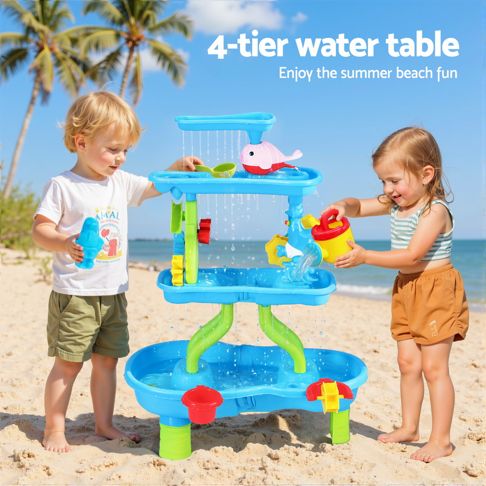 Keezi Kids Sand and Water Table 4-Tier Waterfall Sandpit Toys Beach Shovel โ image 4