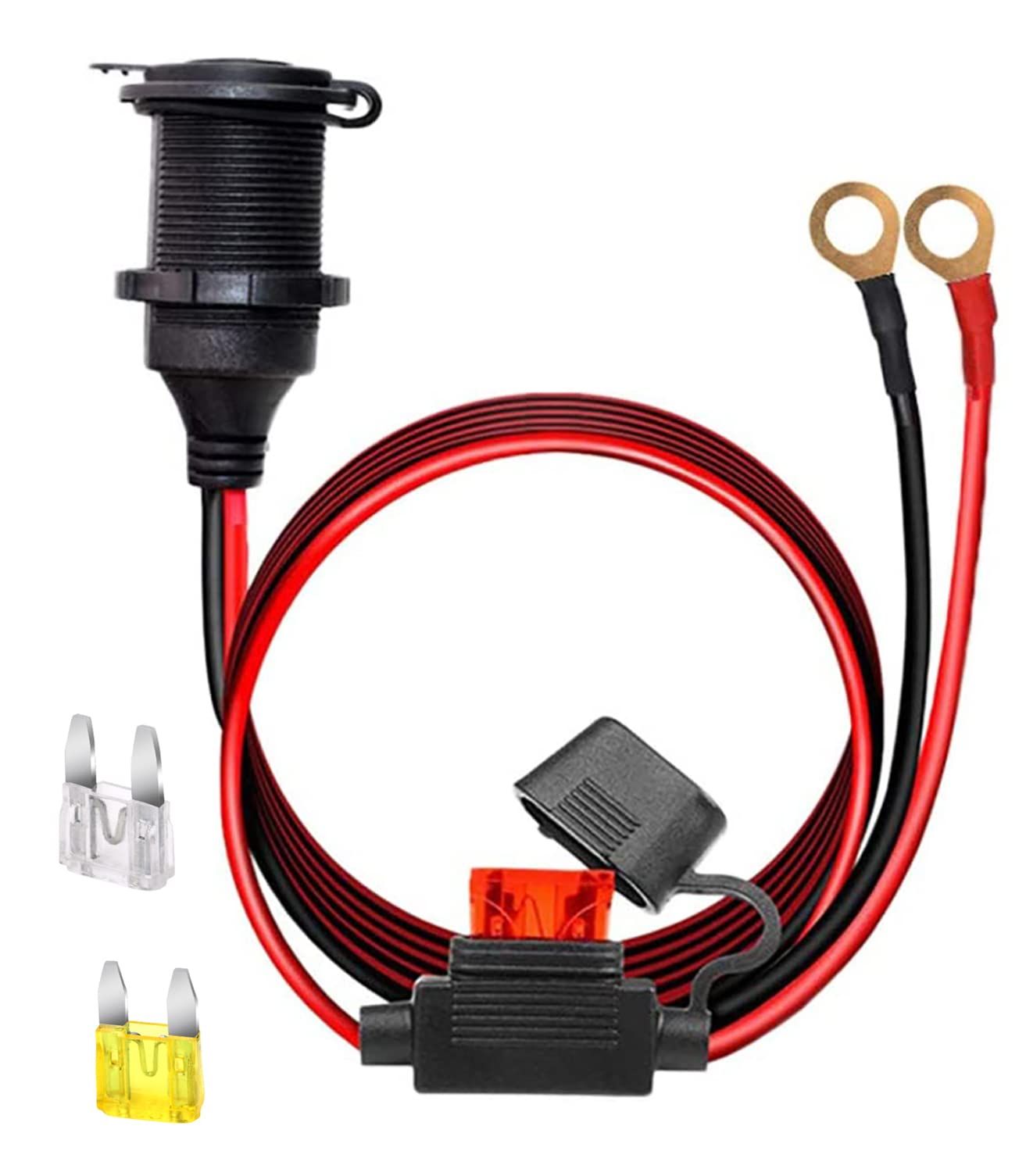 Lighter Socket Extension Cable with Perforated Terminal Direct Battery Type car Cigarette Lighter Adapter Heavy Duty Cable — image 4