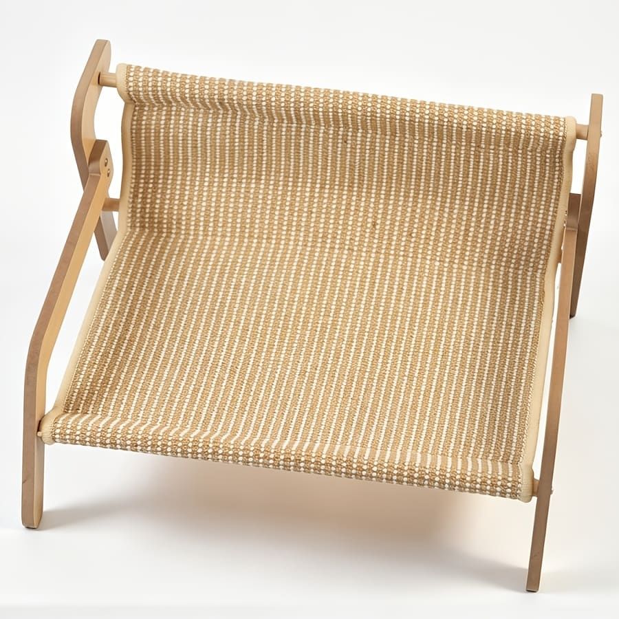 Curved Wooden Cat Lounge Chair with Sisal Scratching Surface – Hammock-Style Pet Bed for Indoor Rest, Play, and Nail Trimming, Fits Living Room or Balcony — image 5