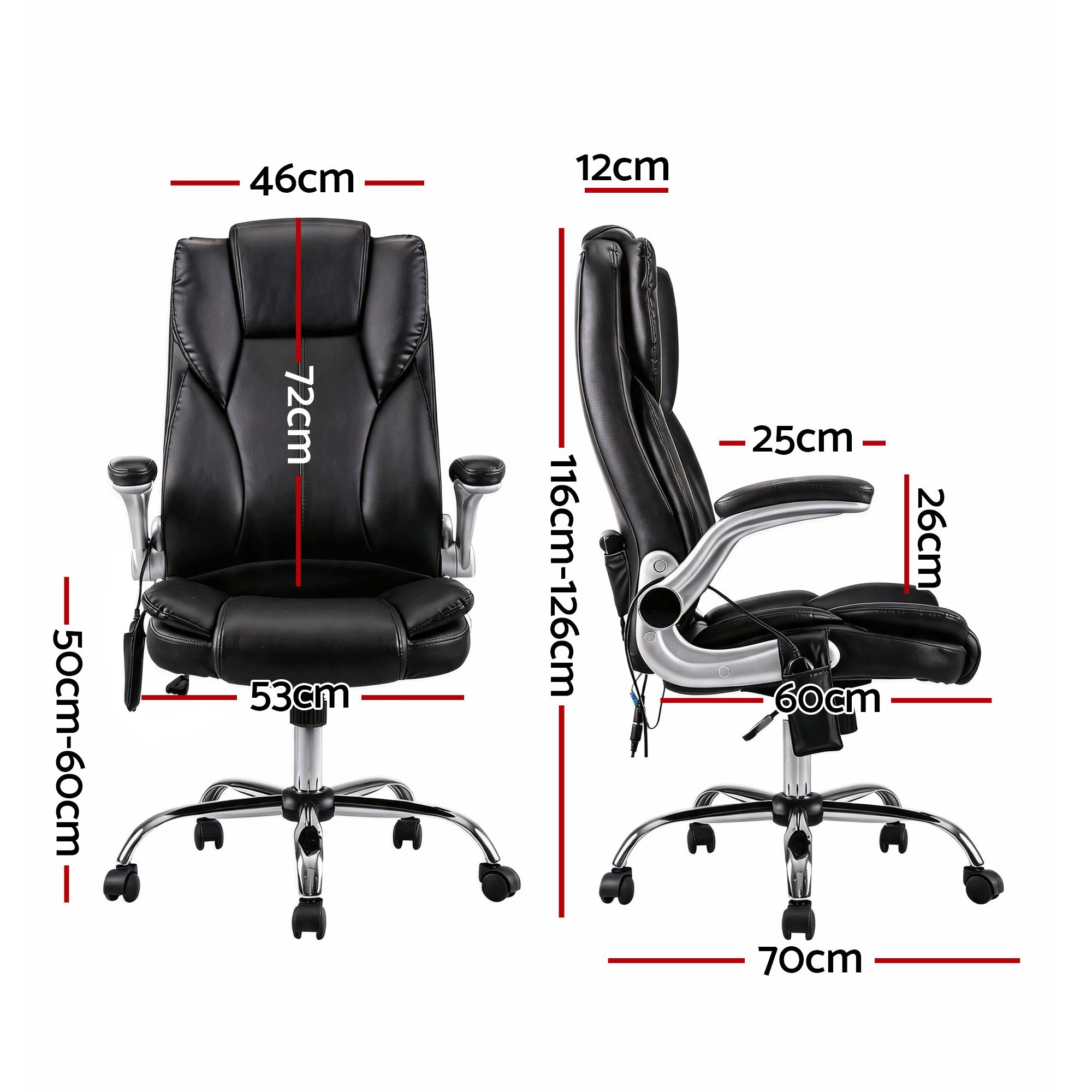 Artiss 8 Point Massage Office Chair PU Leather Black — image 2