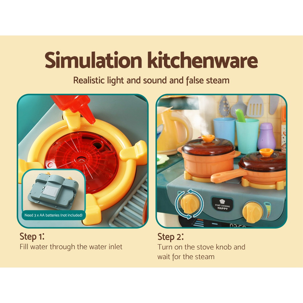 Keezi Kids Kitchen Pretend Play Set Cooking Sound Steam Light Function — image 6