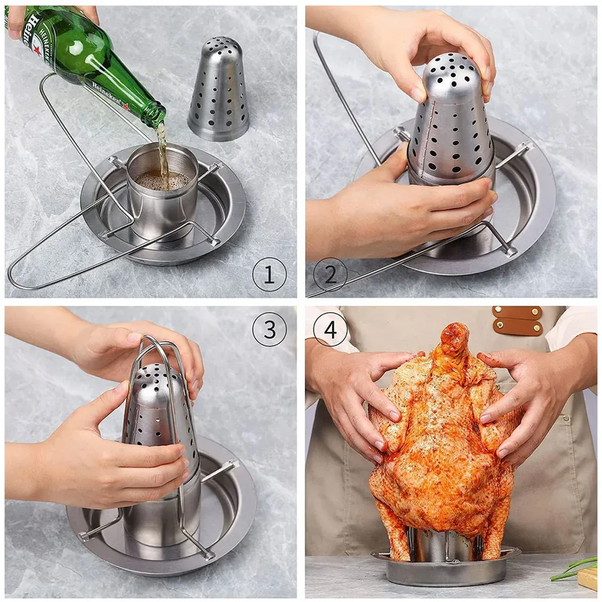 Stainless Steel Chicken Grill Outdoor BBQ Roaster Rack Portable Multi Functional β image 5