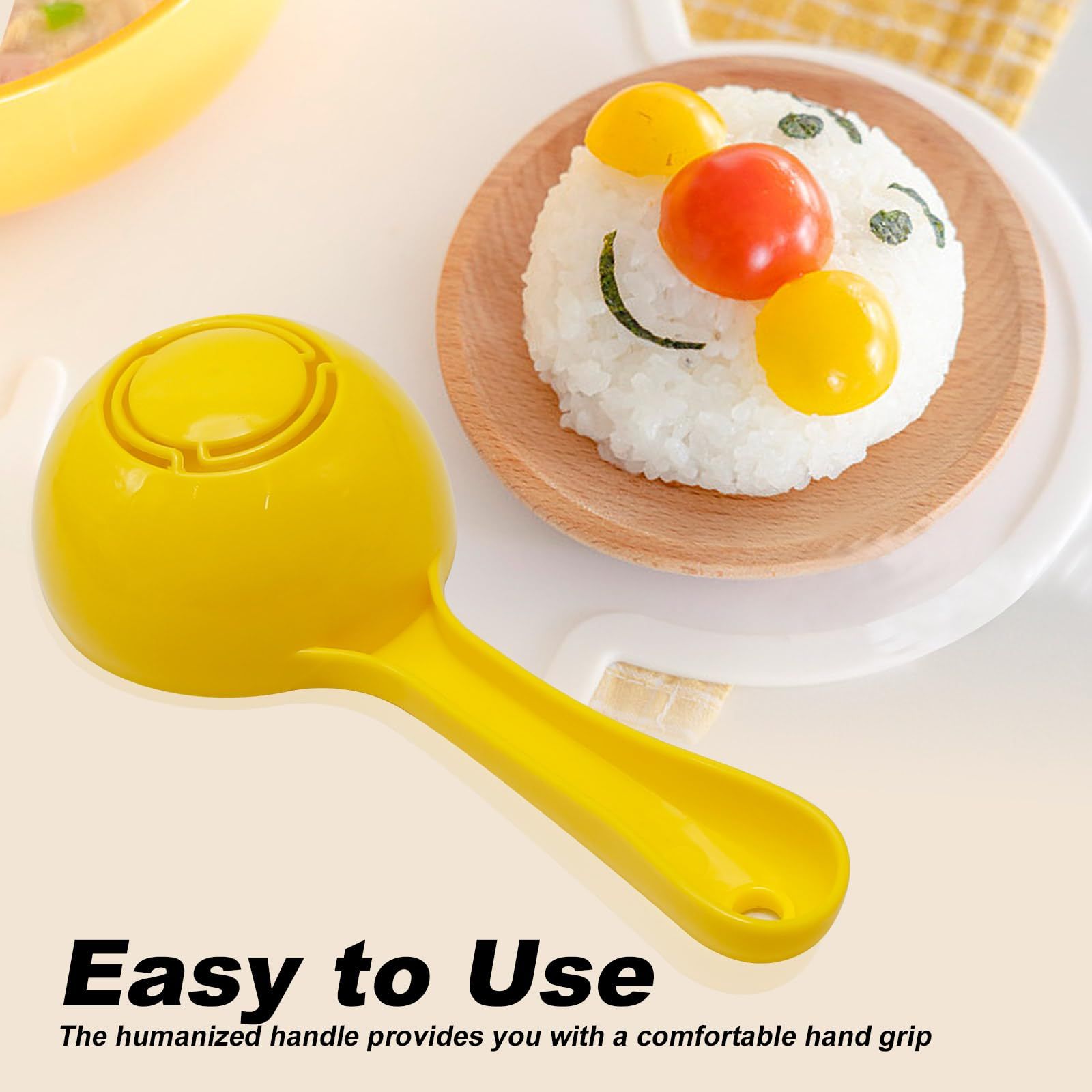 Rice Ball Spoon, Plastic Rice Paddle,Non Stick Rice Scooper for Rice Ball Making, Kitchen, Sushi Making Spoon (Yellow-5Pcs) — image 3