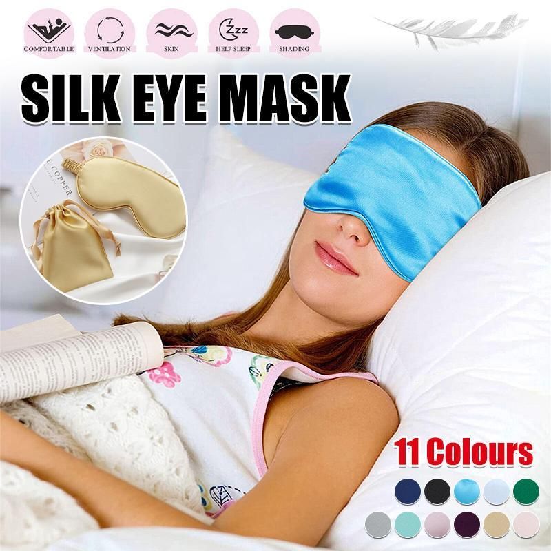 Pure Soft Silk EyeShade Blindfold Sleep Eye Mask Cover Light Shade Travel Relax - Green — image 2