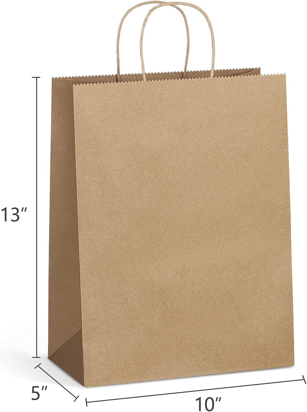 Eupako Kraft Shopping Bags 10x5x13 - 100 PCS Brown Paper With Handles, Gift Bulk, Party Favor, Merchandise, Retail — image 2