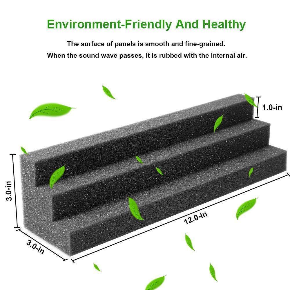 Foam Bass Traps Corner Block foam, Studio Foam Sound Proof Foam Panles Noise Dampening Wall Soundproofing(12"X3"X3", Black)4pes — image 2