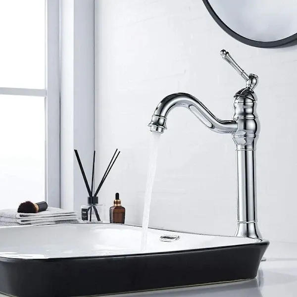Retro Basin Faucet Swivel 360 Degree Rotation Single Handle Bathroom Mixer High Spout Cold and Hot Water Available, brass material, Chrome Finish — image 4